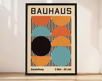 24x36 Bauhaus Poster - Geometric Bauhaus Style Wall Art, Minimalist Wall Art, Orange and Black Print, Mailed Wall Art, Oversized Wall Art