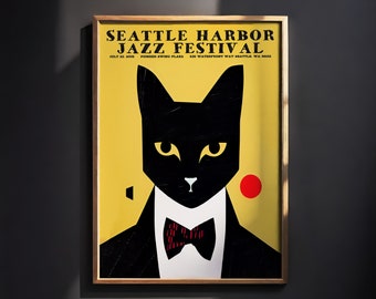 Seattle Harbor Jazz Festival – Music Wall Art Print Retro Home Decor Poster