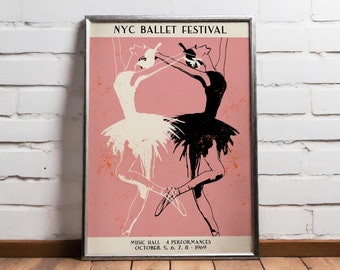 Ballet Vintage Poster, Ballerina Print, Nursery Decor Ideas - Paris Exhibition Poster, Ballet gift Nordic Decor, Large Size, Aesthetic Print