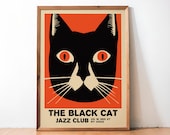 Black Cat Jazz Club Poster: Vintage Style Illustration - Etsy