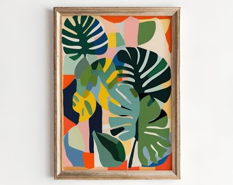 Monstera Floral Print: Modern Boho Botanical Wall Art
