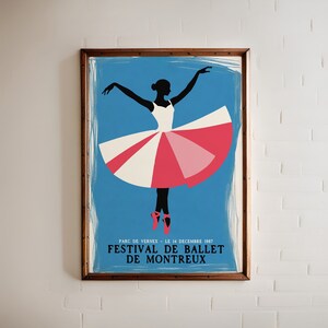 Póster del Festival de Ballet de Montreux de 1987, arte de bailarinas de ballet, recuerdos de danza coleccionables, decoración de pared, amantes de la danza, por CozySpiritStudio