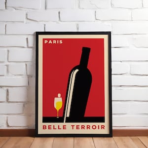 French Wine Poster Print, Classic Advertising Print, Alcohol Poster, Vintage Liquor Ad, Black Cat Art, Advertising Bar Wall Decor