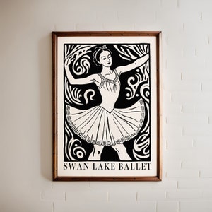 Swan Lake Ballet Poster Vintage-inspired Black & White Ballet Dancer ...