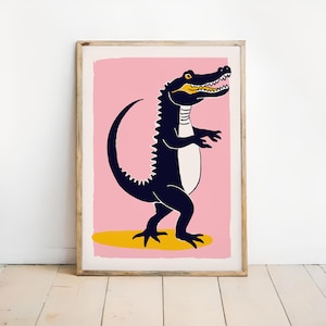 Dancing Alligator Art Print: Whimsical Kids Room Decor