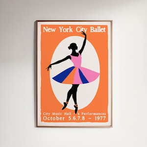 NYC Ballet Poster - Elegant Wall Art, Vintage-Inspired Ballet Dancer Silhouette, The Metropolitan Opera House New York Memorabilia