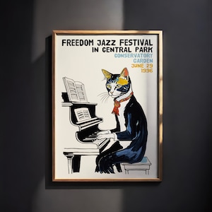 1996 Freedom Jazz Festival Poster: Central Park Cat Artwork