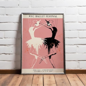 Ballet Vintage Poster, Ballerina Print, Nursery Decor Ideas - Paris Exhibition Poster, Ballet gift Nordic Decor, Large Size, Aesthetic Print