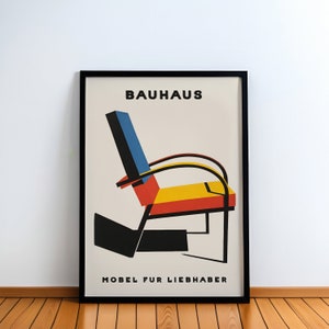 Bauhaus Chair Poster | Mid-Century Modern Art Print, Geometric Abstract Wall Decor, Iconic Furniture Design Illustration, Collectible Art