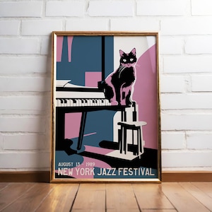 New York Jazz Festival Poster: Retro Mid-Century Modern Wall Art Print