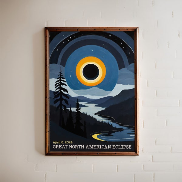 2024 Total Solar Eclipse POSTER | Limited Edition Artistic Poster, Vibrant Wall Art, Astronomy Enthusiast Gift, Nature and Space Decor