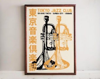 アート・デザイン・音楽 LES ASSISES DU SIECLE Tokyo Jazz Club Poster With Japanese Music Art Print, Wall