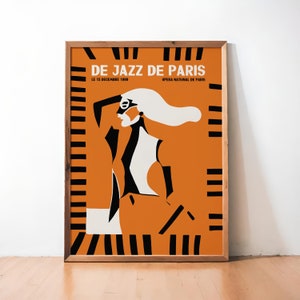 Póster del Festival de Jazz de París - Arte mural publicitario retro - Ópera francesa - Regalo para músicos - Reproducción de impresión artística de festival de música,