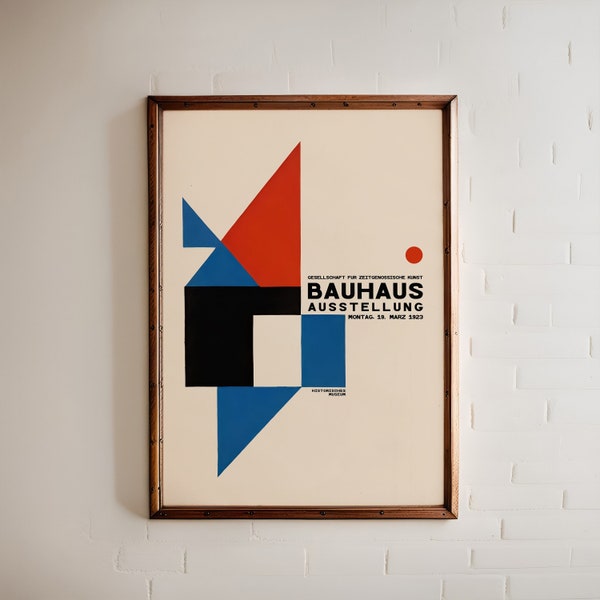 Bauhaus Ausstellung Poster, Geometric Abstract Art, Collectible 1923 Exhibition Print, Mid-Century Modern Wall Decor, Unique Home Accent