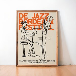 De Jazz Bordeaux Festival Poster Print - Wall Art, Music, Piano, Saxophone, France, Vintage