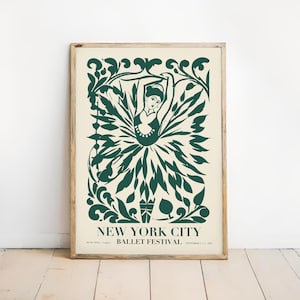 New York City Ballet Poster – Dance Festival Theater Print Wall Decor Ballerina 1960s