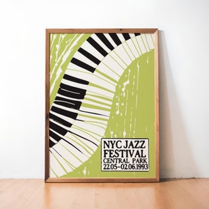 NYC Jazz Festival POSTER - Mid Century Modern Poster - Giclee Reproduction Advertising Wall Art Print, Retro Jazz Music Print