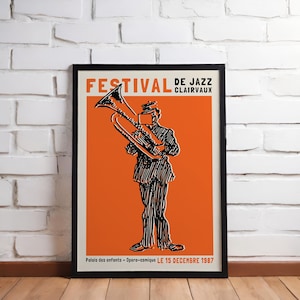 Festival De Jazz CLAIRVAUX Poster - Music Concert Art Print Giclee Reproduction - Retro Advertising Wall Art - Mailed Posters - 50x70