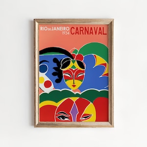 Póster del Carnaval de Río de 1934 - Río de Janeiro retro - Brasil - Regalo de Río - Arte mural publicitario retro - Reproducción giclée - Impresiones de viajes