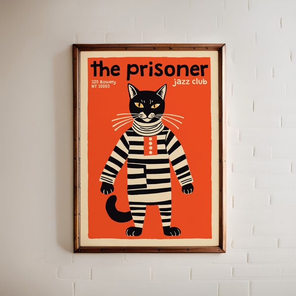 The Prisoner Jazz Club Poster - Mid century modern, Dining room decor, Collectible poster, Fine art, Jazz Gift, Timeless Jazz Tunes