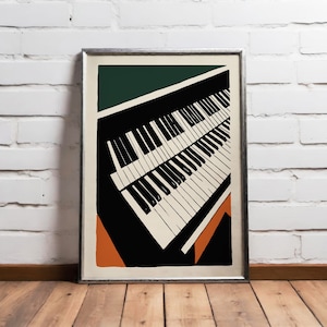 Modern Minimalist Piano Keyboard Art Print - Vibrant Music Wall Decor, Abstract Instrument Illustration, Unique Gift for Musicians