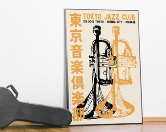 Tokyo Jazz Club Poster With Japanese Music Art Print, Wall