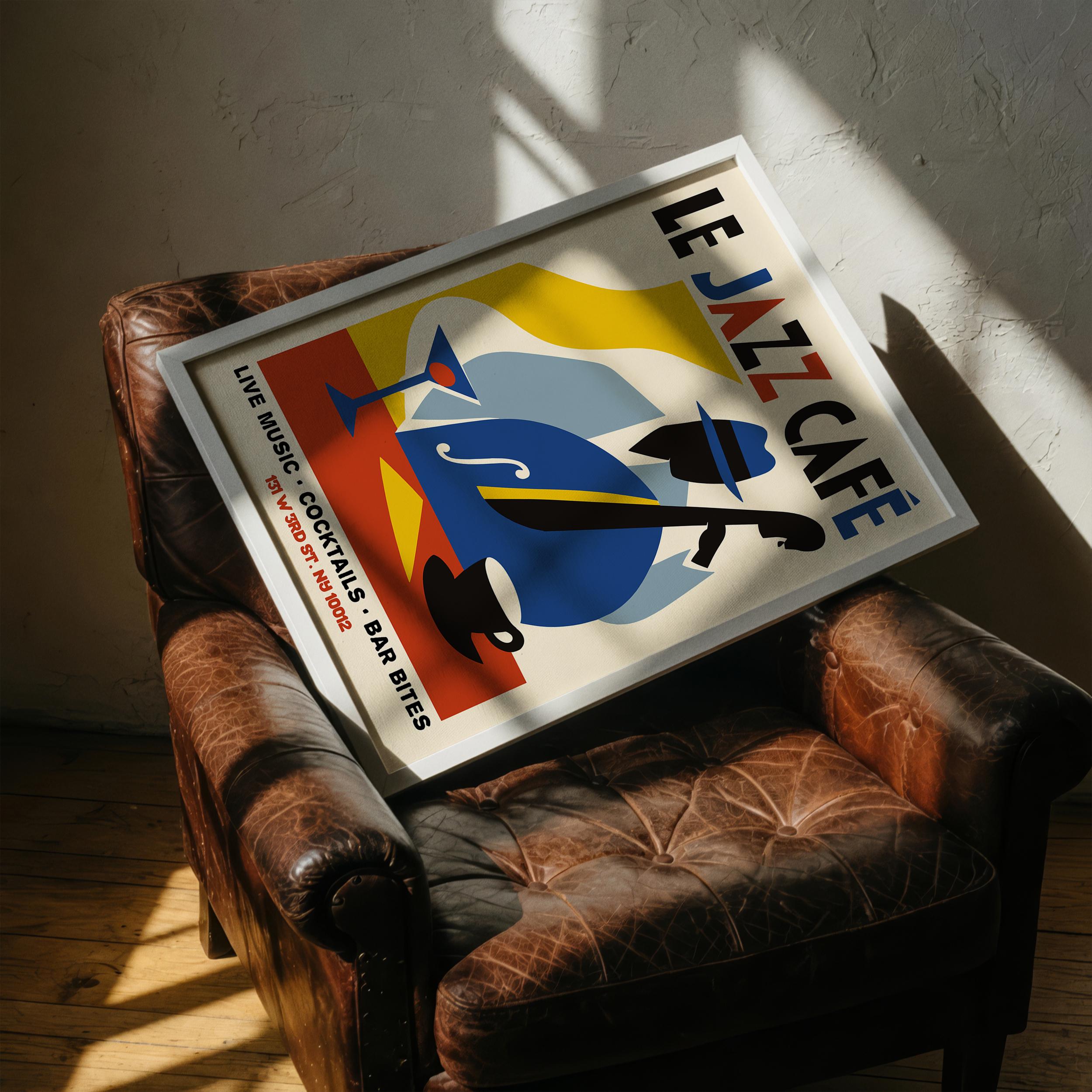 Jazz Cafe Poster - Mid Century Modern Music Print - French Bistro