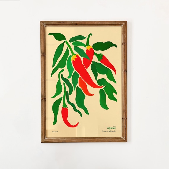 Chili Pepper Poster - Botanical Kitchen Wall Art, Food Lover Decor, Gallery Print For Home