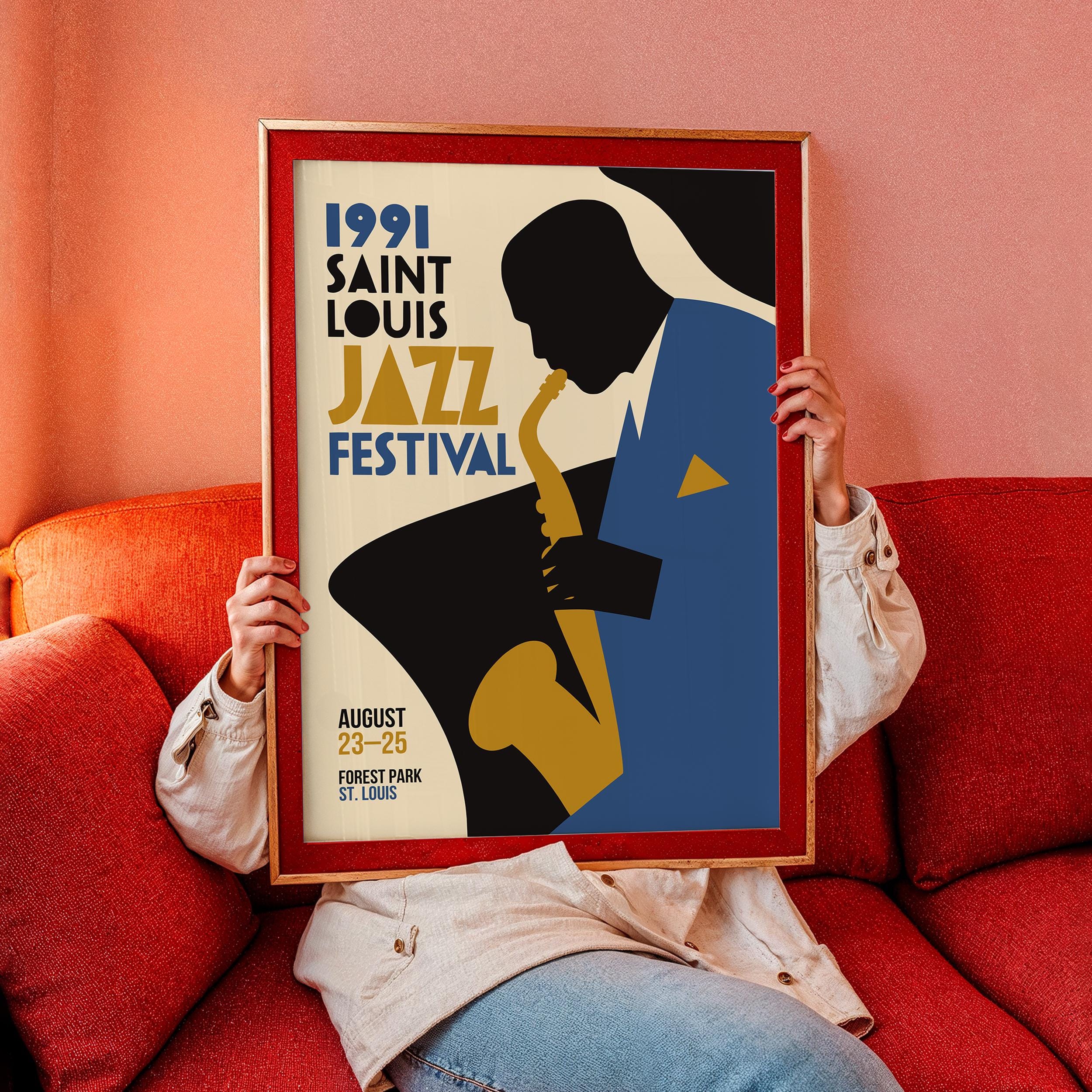 Jazz Festival Poster - St Louis Wall Art, Music Lover Decor, Mid