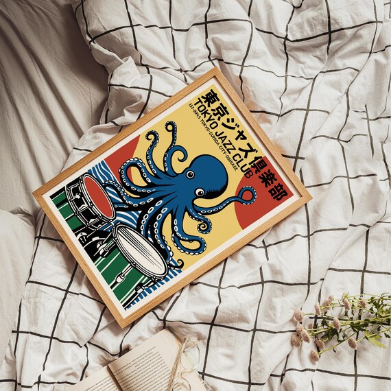 Tokyo Jazz Club – Octopus Drums Japanese Retro Vintage Wall Decor