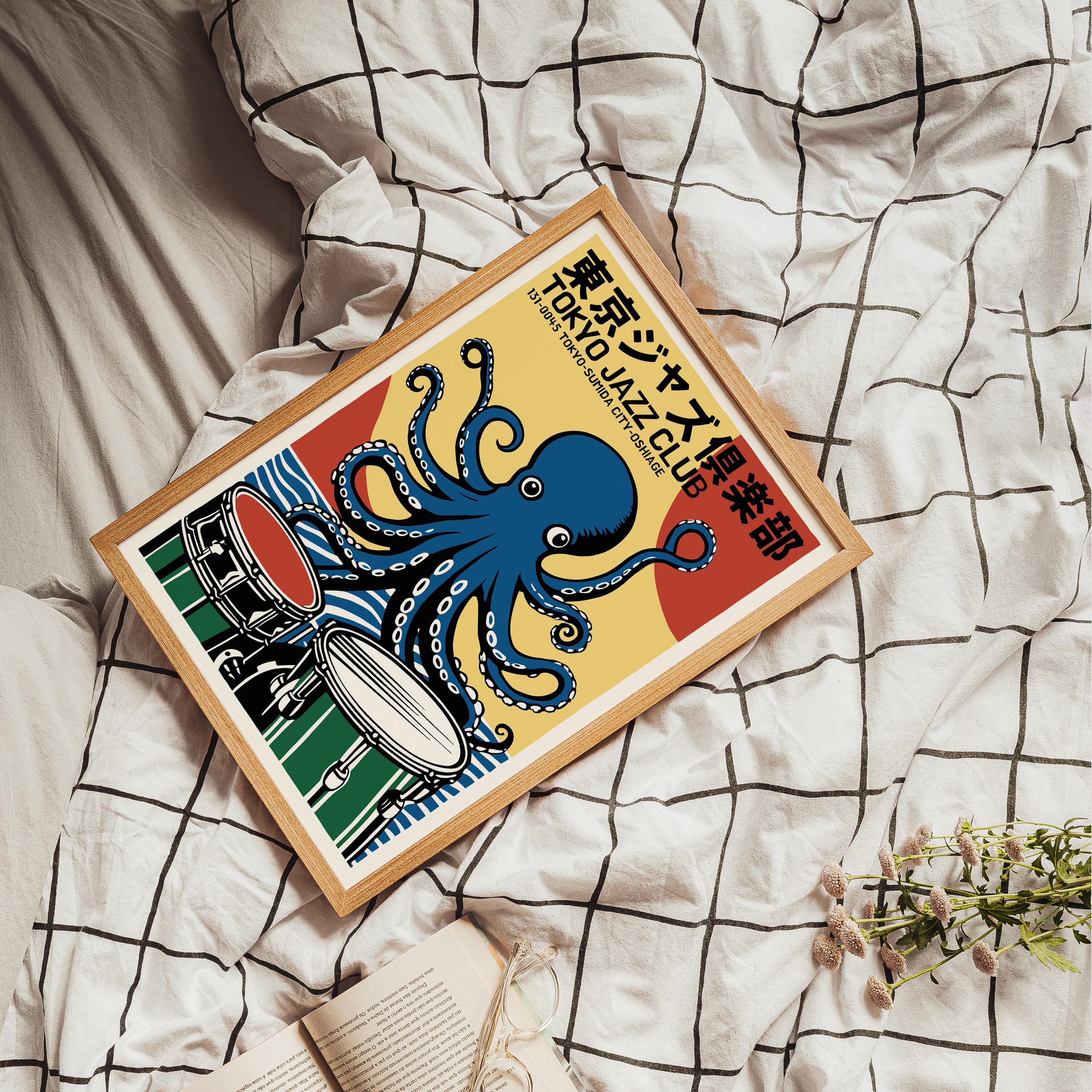 Tokyo Jazz Club – Octopus Drums Japanese Retro Vintage Wall Decor