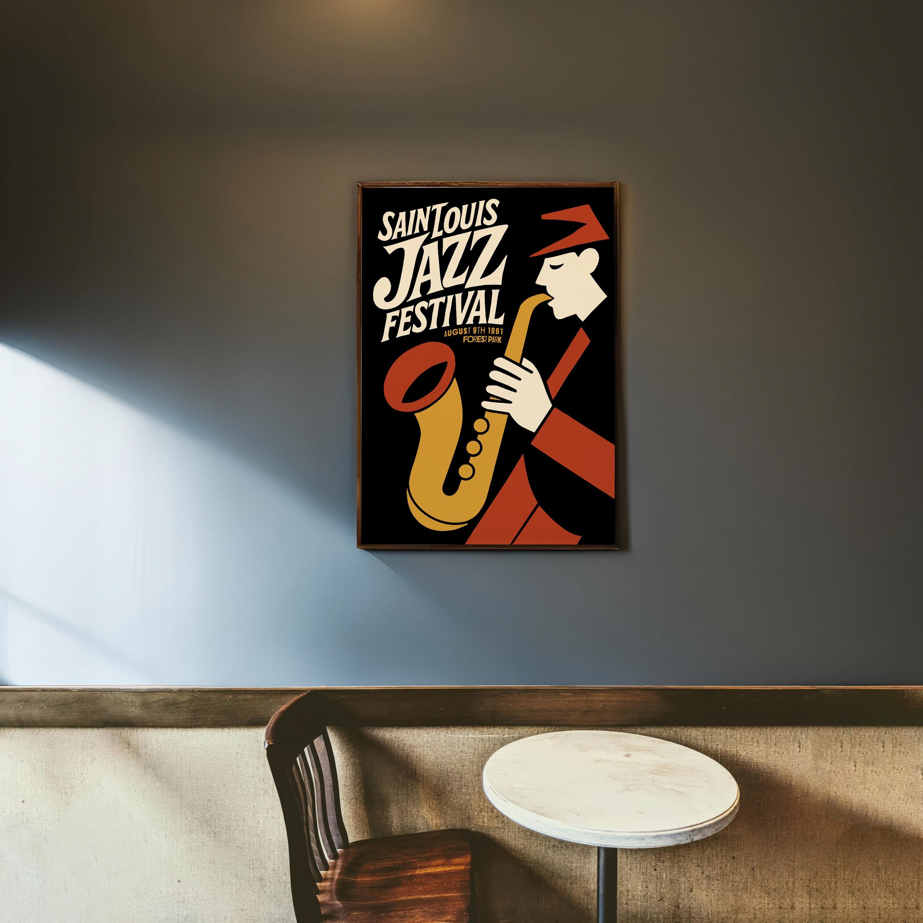 1991 Saint Louis Jazz Festival – Music Poster Print Saxophone