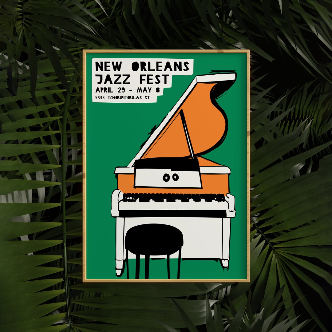 New Orleans Jazz Fest Poster Music Concert Art Print Giclee Etsy