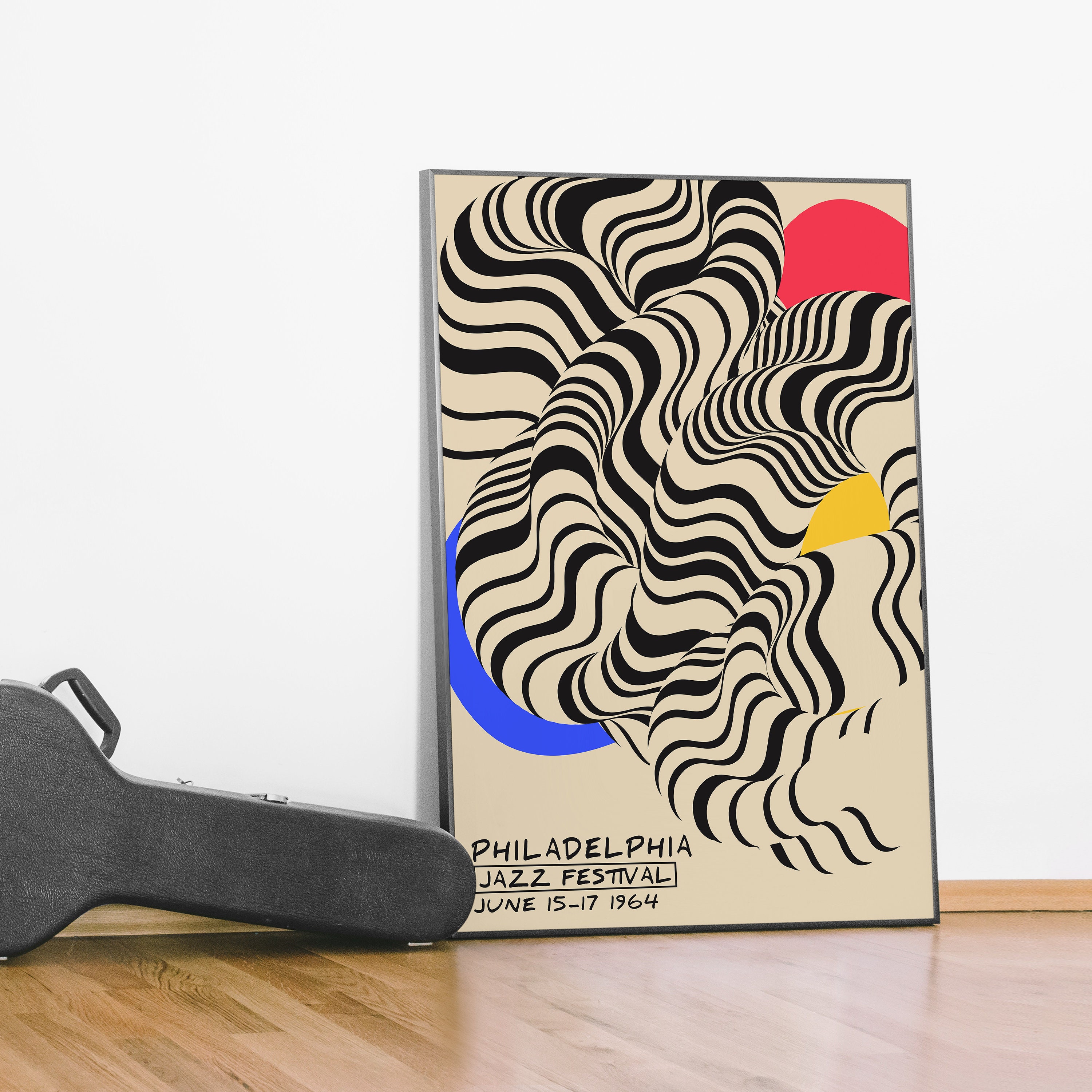 絵画 JAZZ ART 1964 Philadelphia Jazz Festival Poster: Retro Music Art