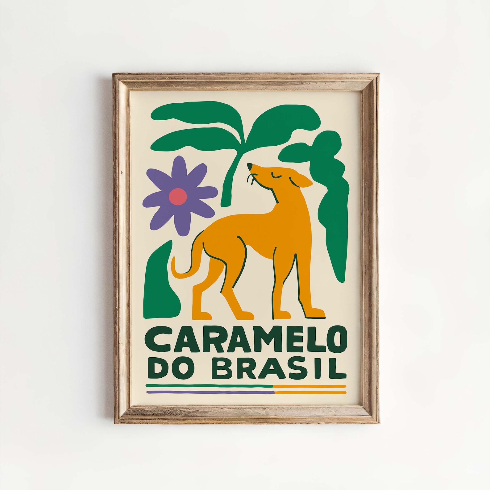 Caramelo do Brasil Poster - Vintage Botanical Wall Art Print Tropical Minimalist Home Decor - 8 x 12 inches
