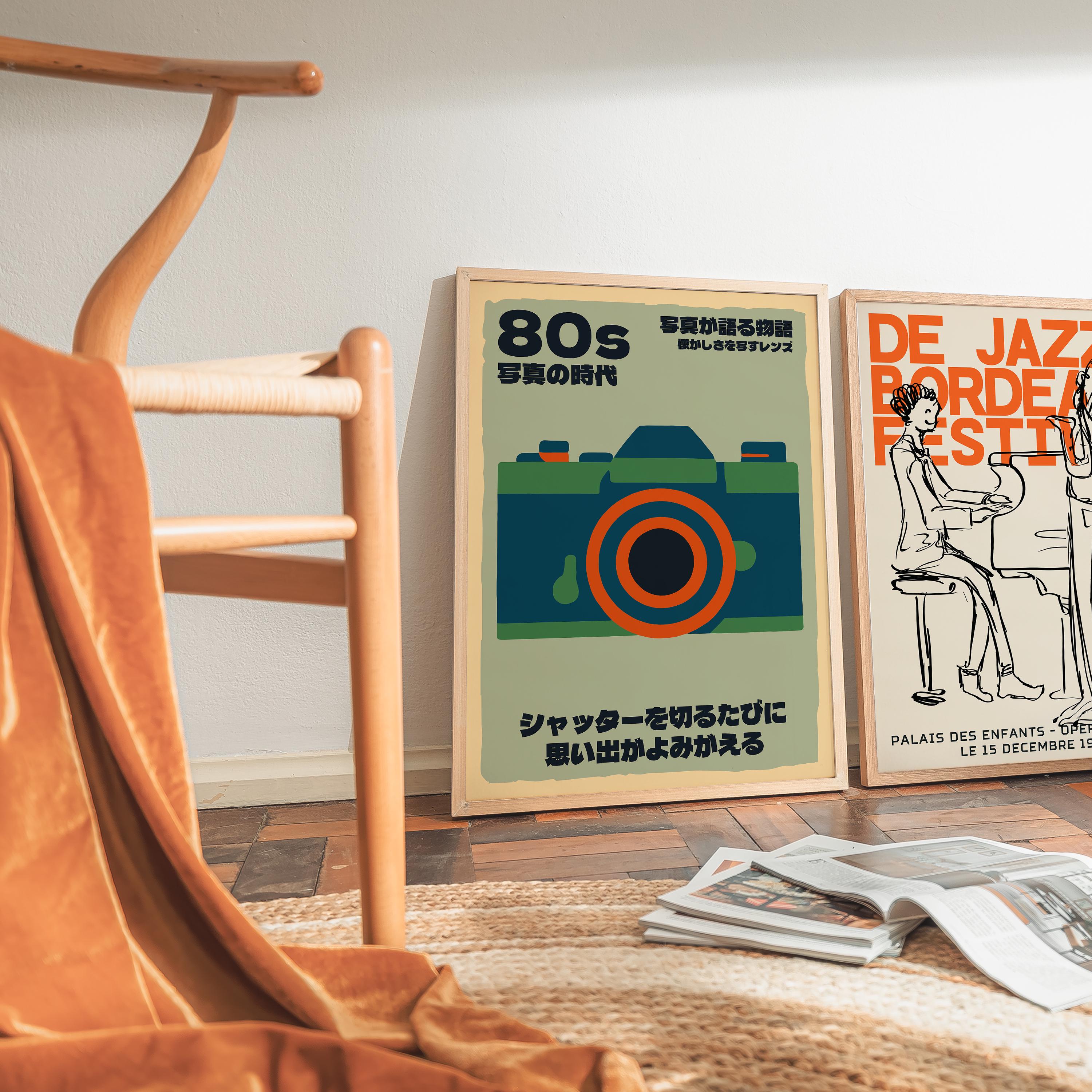 Retro 80s Japanese Camera Poster: Vintage Photography Print