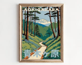 Aokigahara Forest Poster, Japan Travel Poster, Modern Japanese