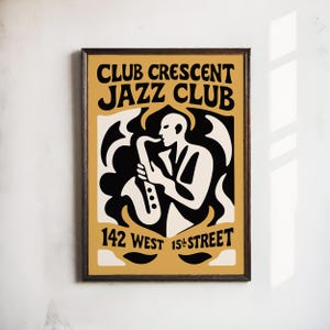 Vibrant Jazz Club Poster for Music Lovers | Retro Saxophone Player Art Print | Unique Wall Decor for Home, Office, or Studio | Perfect Gift