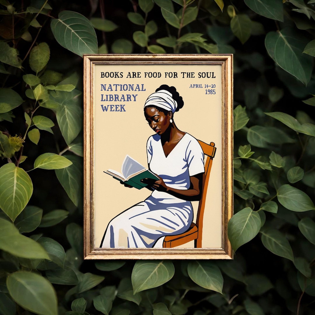 National Library Week 1985 Poster: Retro Reading Art Print - Etsy