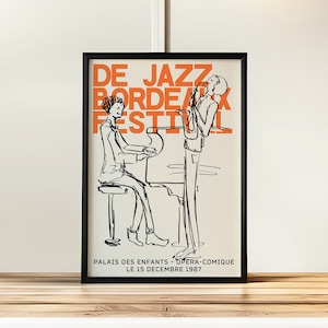 Festival De Jazz Bordeaux Poster - Music Concert Art Print Giclee Reproduction - Retro Advertising Wall Art - Mailed Posters - 50x70