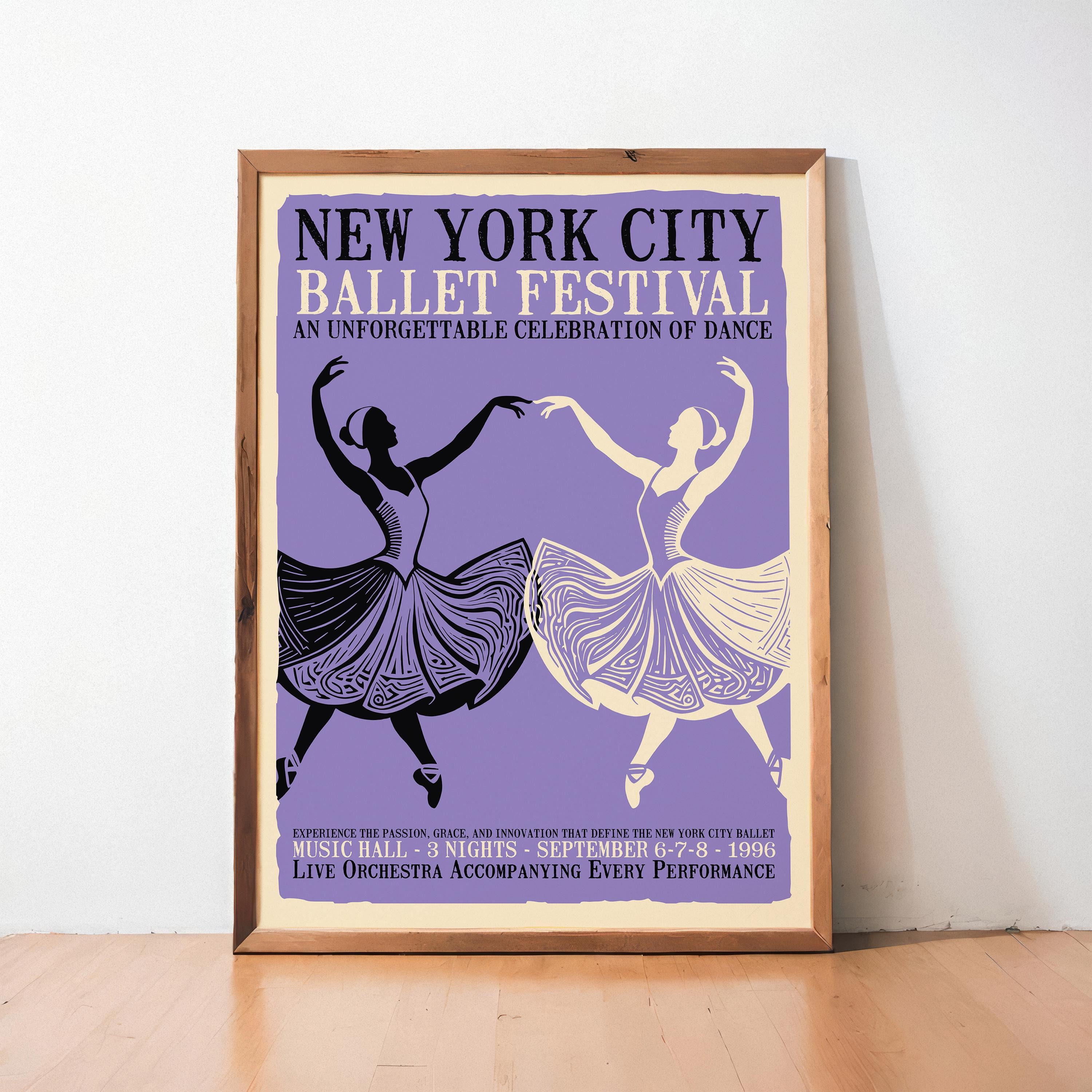 Ballet Festival Poster: New York City Ballet, Purple Dance Art - Etsy