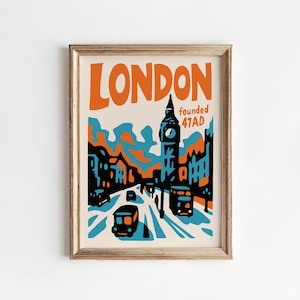 Retro London Print: Big Ben, Vintage Cityscape Wall Art