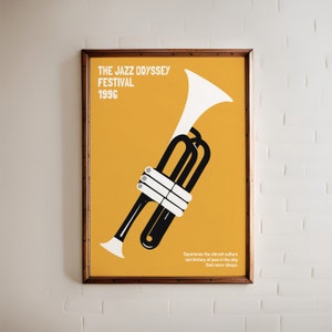 1996 The Jazz Odyssey Festival Poster, Iconic Trumpet Design, Collectible Jazz Music Memorabilia, Wall Art for Music Lovers