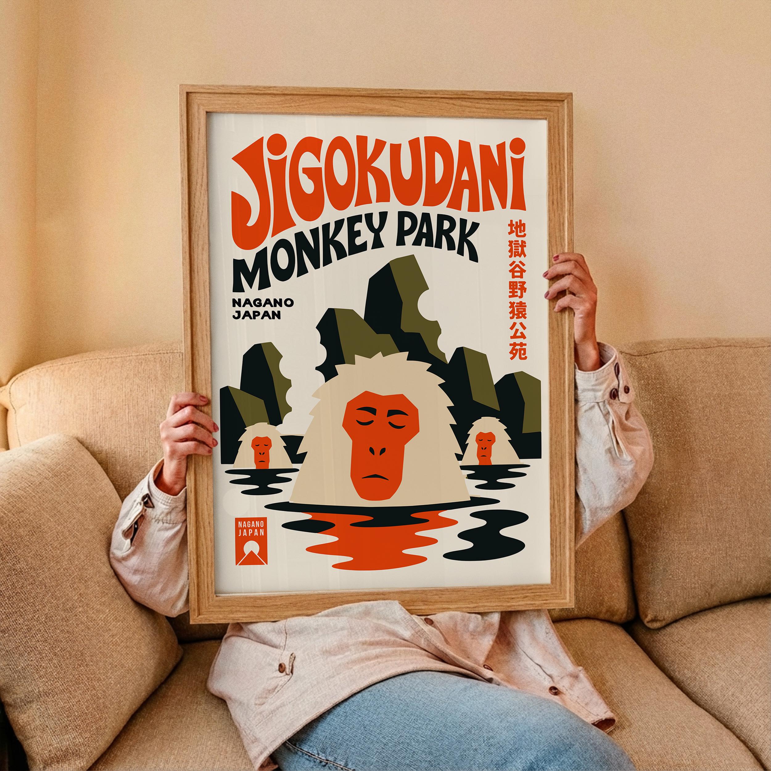 Jigokudani Monkey Park Poster - Japanese Travel Wall Art, Japan