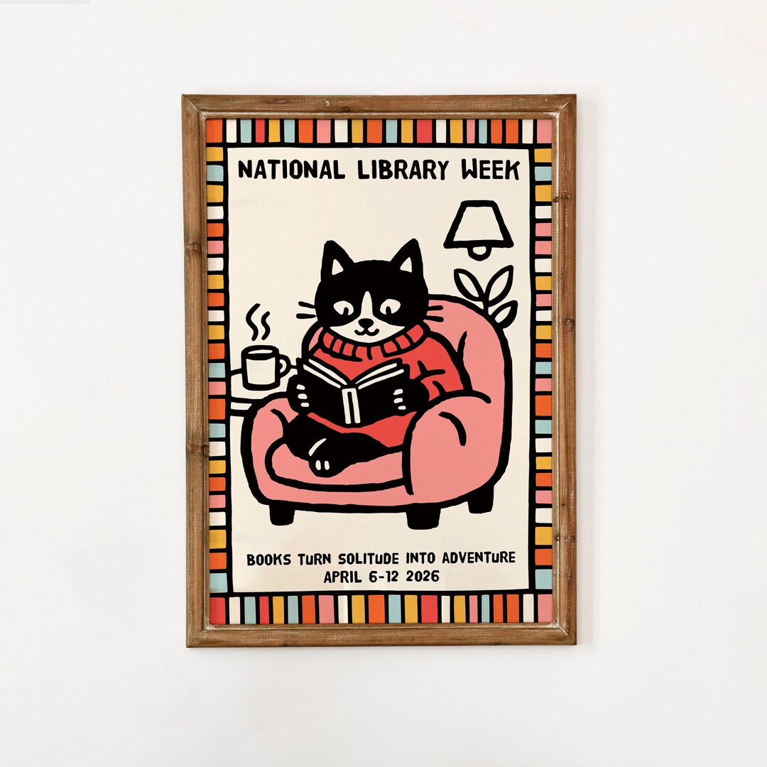 National Library Week Poster - Giclée Fine Art Print - Cozy Book Home ...