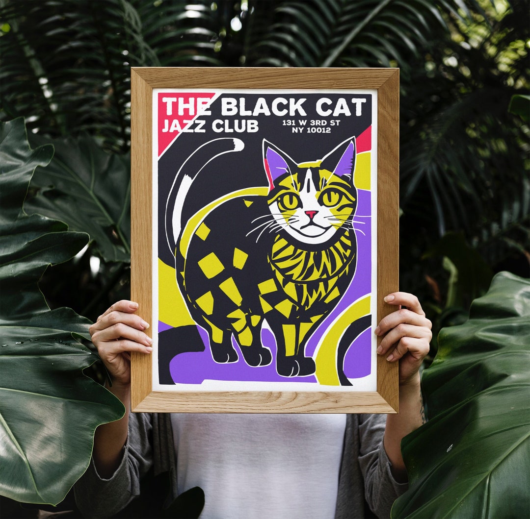 The Black Cat Jazz Club POSTER Chicaco Wall Art Print Retro Jazz Music the-black-cat-jazz-club-poster-chicaco-wall-art-print-retro-jazz-music