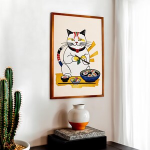 Cute Kawaii Sushi Cat Poster – Japanese Style Wall Art for Kitchen ...