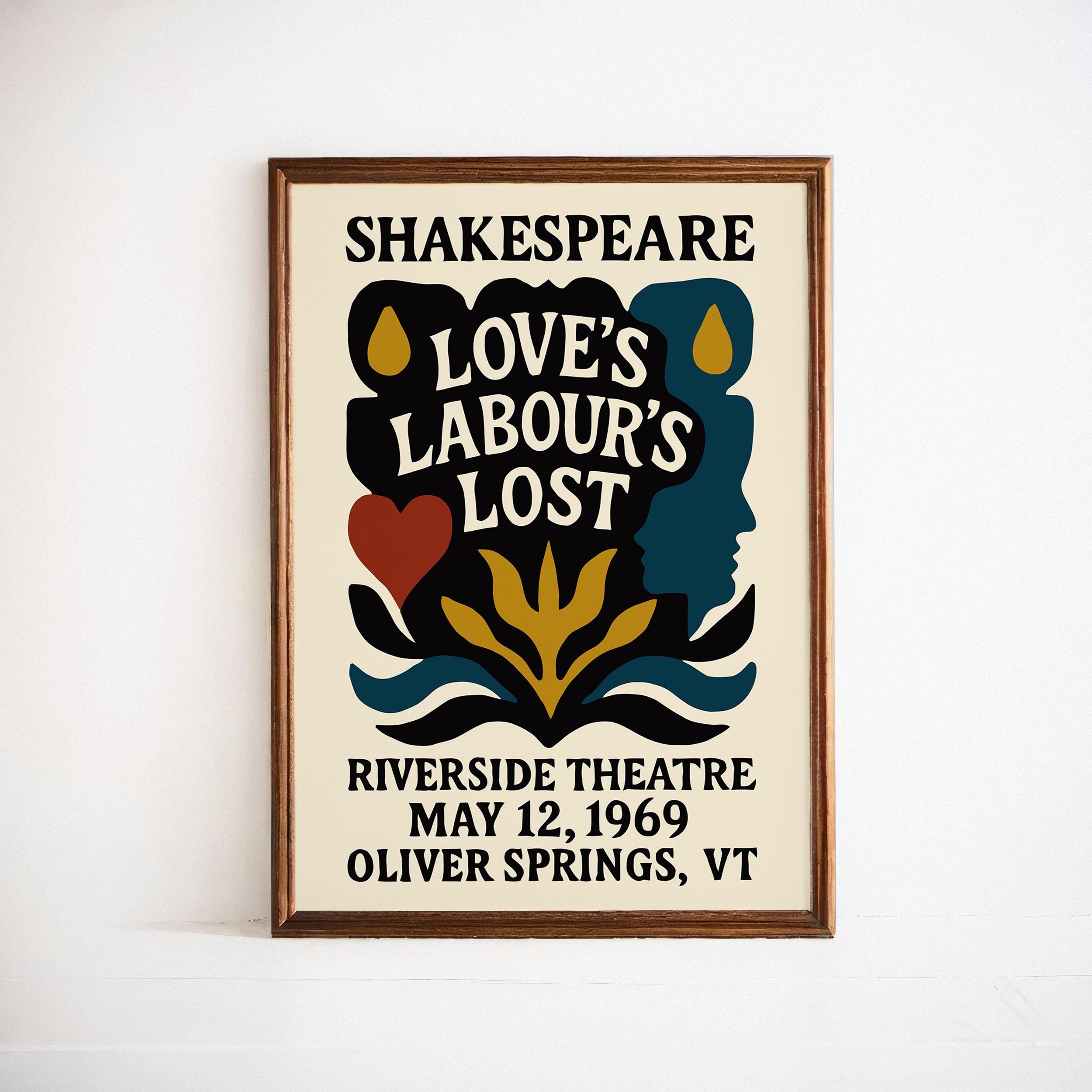 Vintage Shakespeare Poster: Love's Labour's Lost, 1969 Mid-century