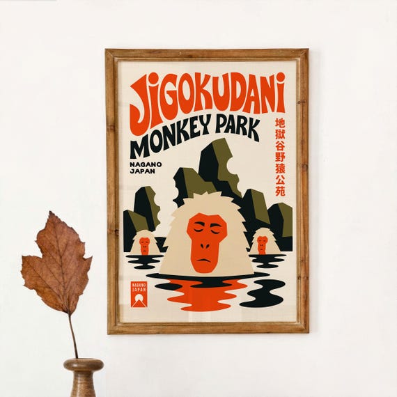 Jigokudani Monkey Park Poster - Japanese Travel Wall Art, Japan
