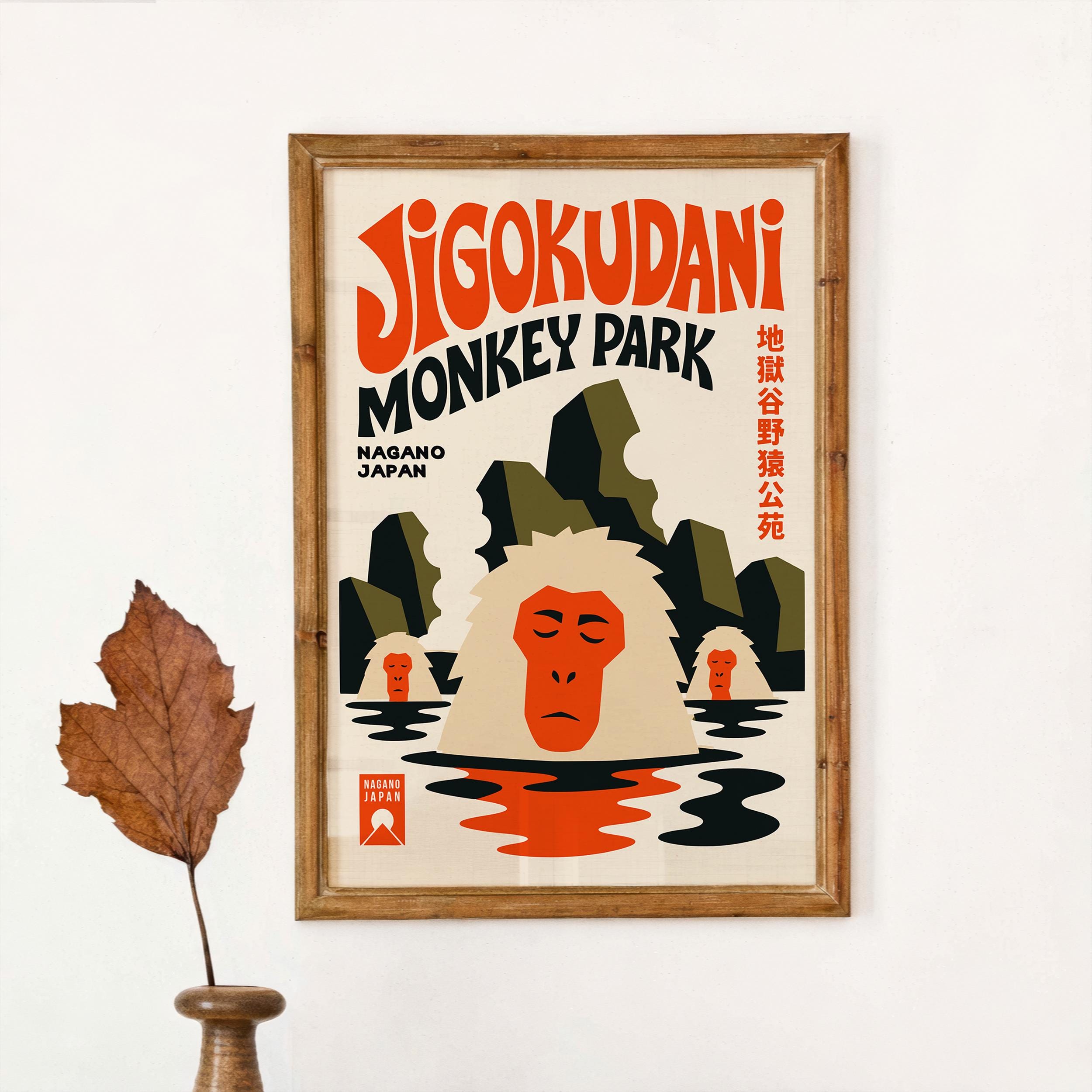 Jigokudani Monkey Park Poster - Japanese Travel Wall Art, Japan
